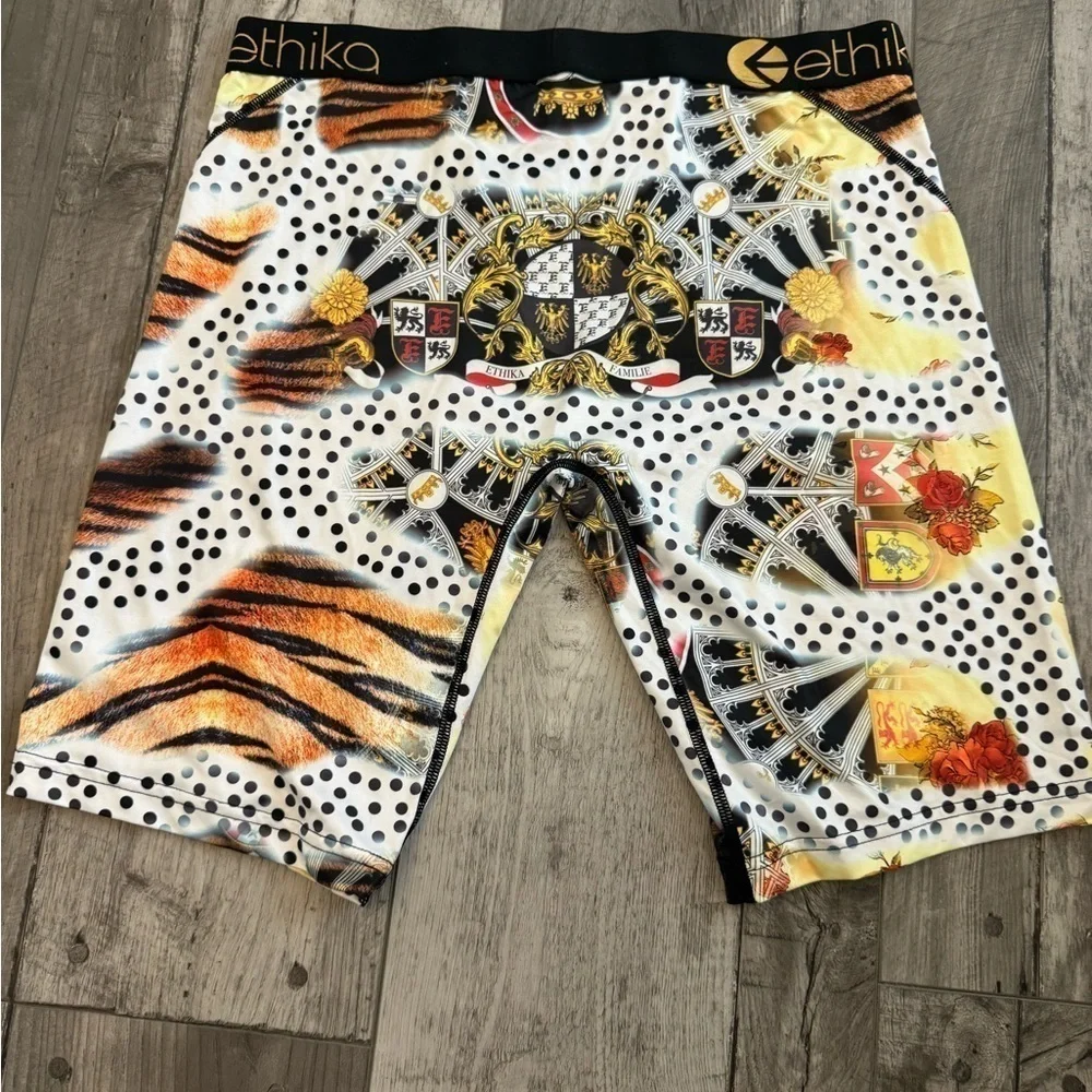 Ethika Men's Underwear Boxer Brief The Staple Fit Large Lion Crest Crown Gold